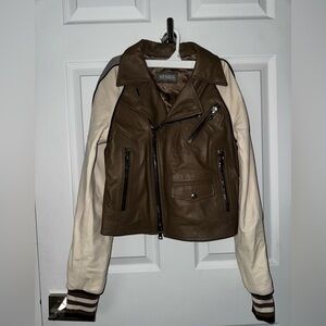 Shari’s Place Brown and Cream Leather Jacket